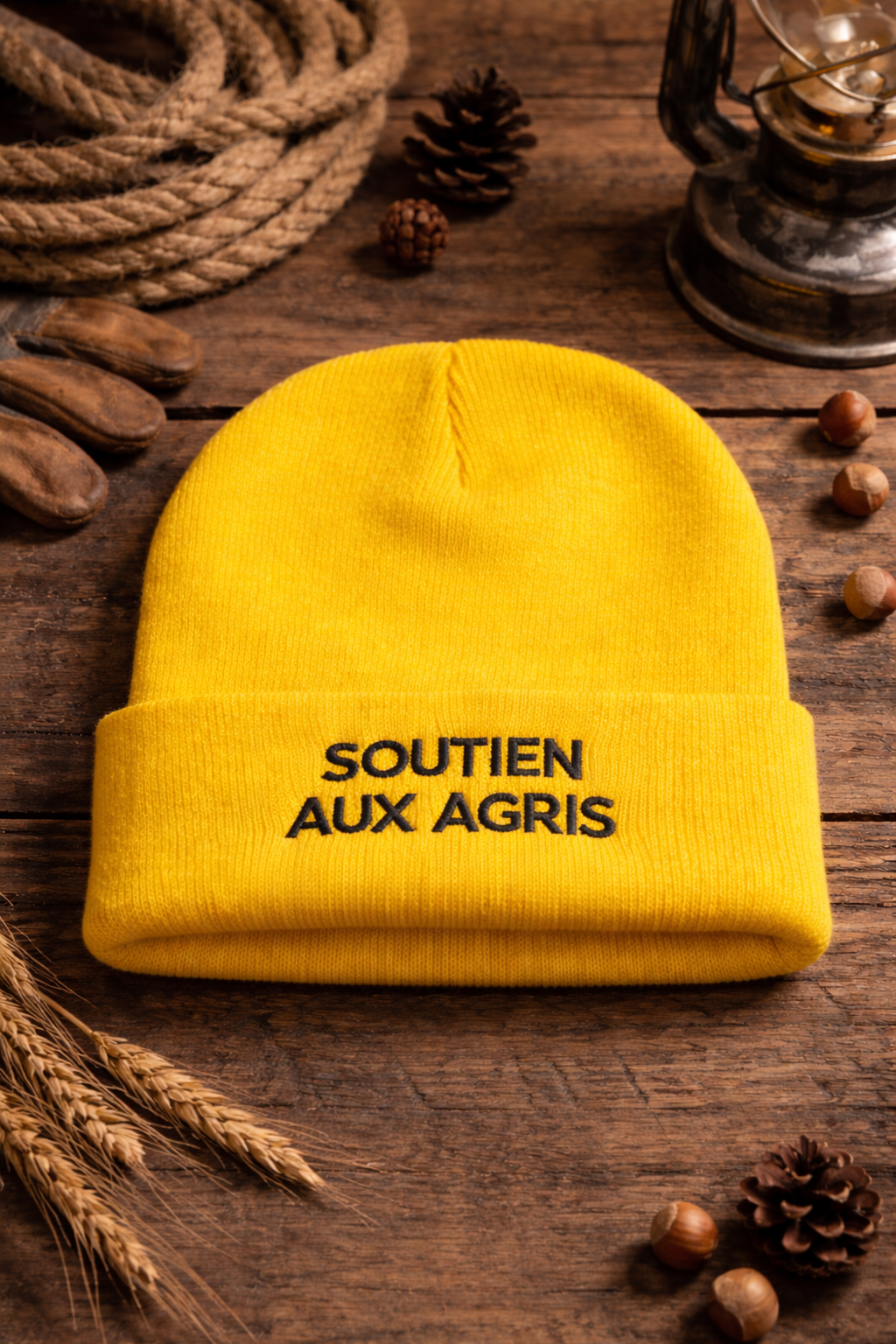 Bonnet jaune "SOUTIEN AUX AGRIS"